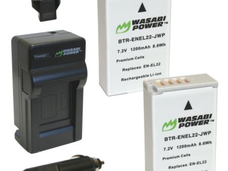 Nikon EN-EL22, MH-29 Battery (2-Pack) and Charger by Wasabi Power Online Sale