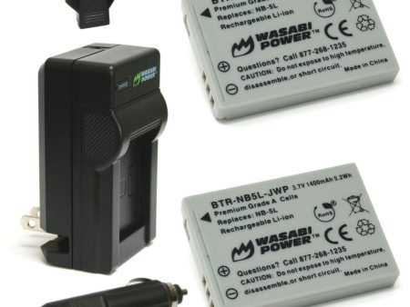 Canon NB-5L Battery (2-Pack) and Charger by Wasabi Power For Discount