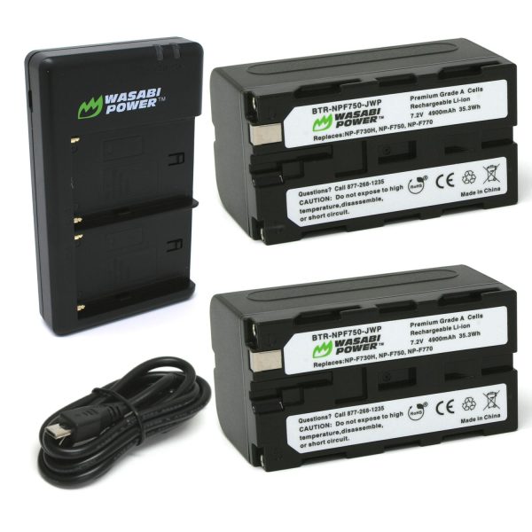 Sony NP-F730, NP-F750, NP-F760, NP-F770 (L Series) Battery (2-Pack) and Dual Charger by Wasabi Power Online Sale