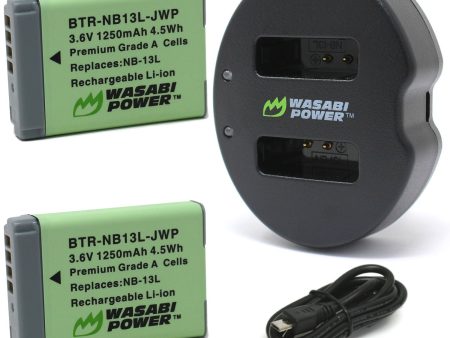 Canon NB-13L Battery (2-Pack) and Dual Charger by Wasabi Power Fashion