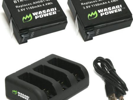 GoPro HERO4, AHDBT-401 Battery (2-Pack) and Triple Charger by Wasabi Power Online Sale