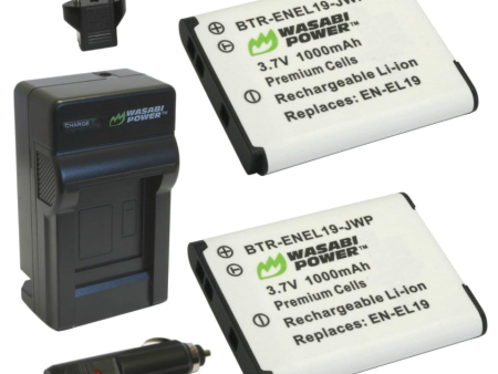 Nikon EN-EL19 Battery (2-Pack) and Charger by Wasabi Power on Sale