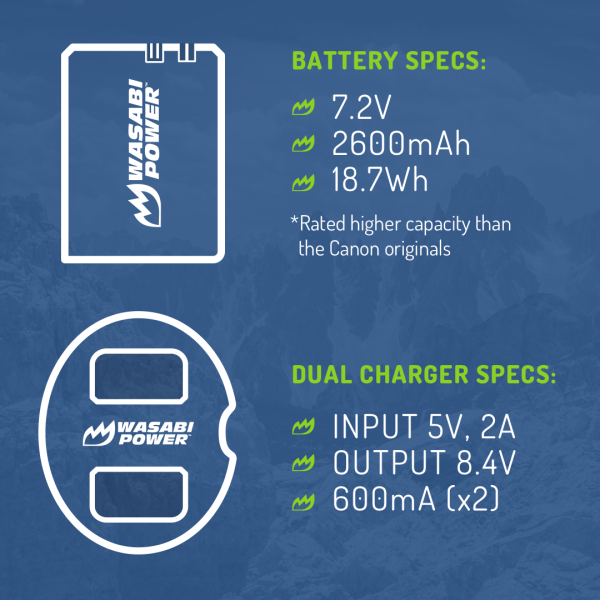 Canon LP-E6, LP-E6N Battery (2-Pack) and Dual Charger by Wasabi Power Online Sale