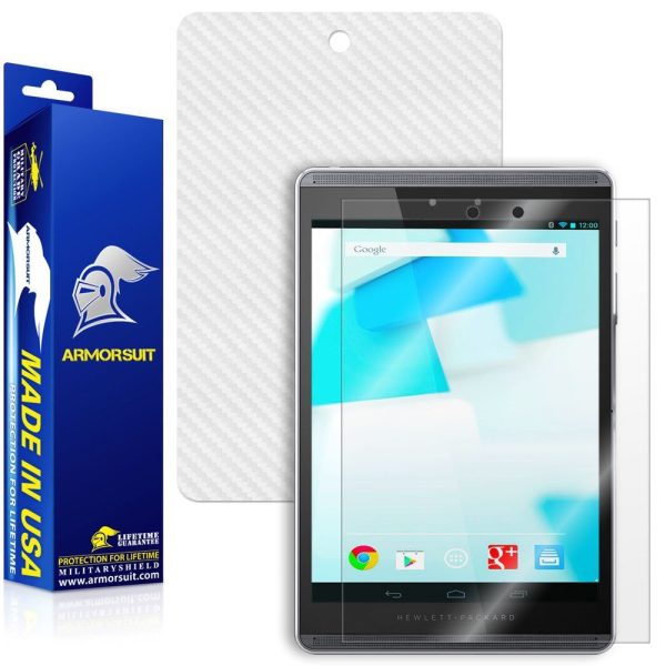 HP Pro Slate 8 Screen Protector + White Carbon Fiber Skin Cheap