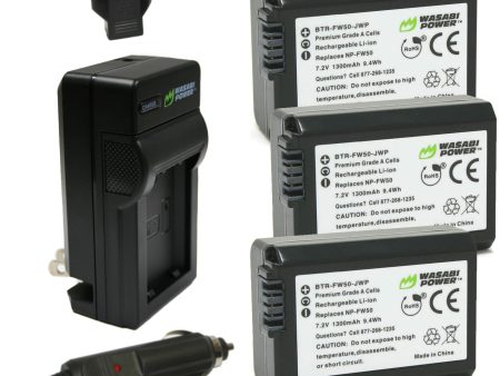 Sony NP-FW50 Battery (3-Pack) and Single Charger by Wasabi Power Sale