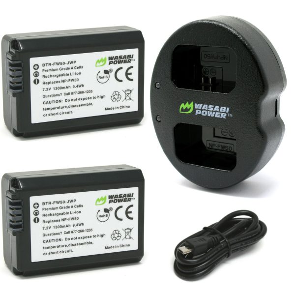 Sony NP-FW50 Battery (2-Pack) and Dual Charger by Wasabi Power on Sale