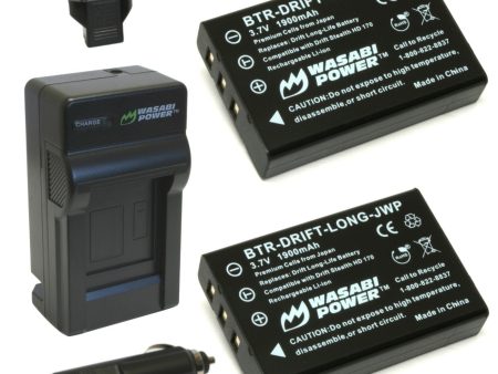 Drift Cameras Battery (2-Pack) and Charger by Wasabi Power Hot on Sale