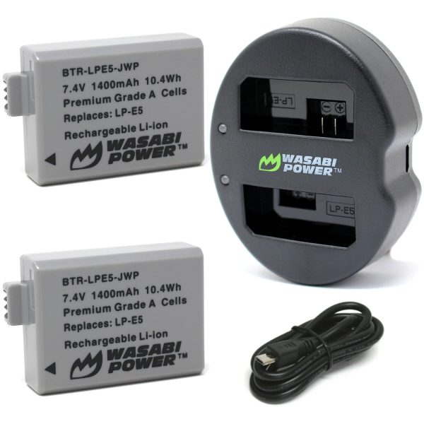 Canon LP-E5 Battery (2-Pack) and Dual Charger by Wasabi Power Online Sale