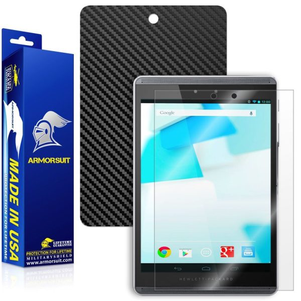 HP Pro Slate 8 Screen Protector + Black Carbon Fiber Skin Fashion