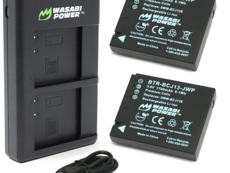 Panasonic DMW-BCJ13 Battery (2-Pack) and USB Dual Charger for by Wasabi Power Hot on Sale