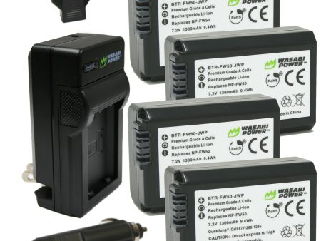 Sony NP-FW50 Battery (4-Pack) and Charger by Wasabi Power Supply