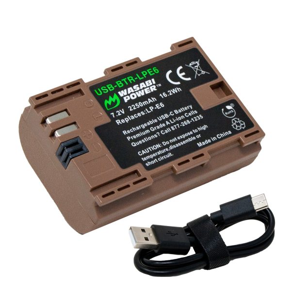 Canon LP-E6 Battery with USB-C Fast Charging by Wasabi Power Discount