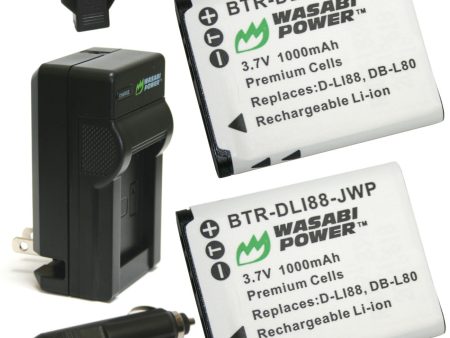 Sanyo DB-L80, DB-L80AU Battery (2-Pack) and Charger by Wasabi Power For Discount