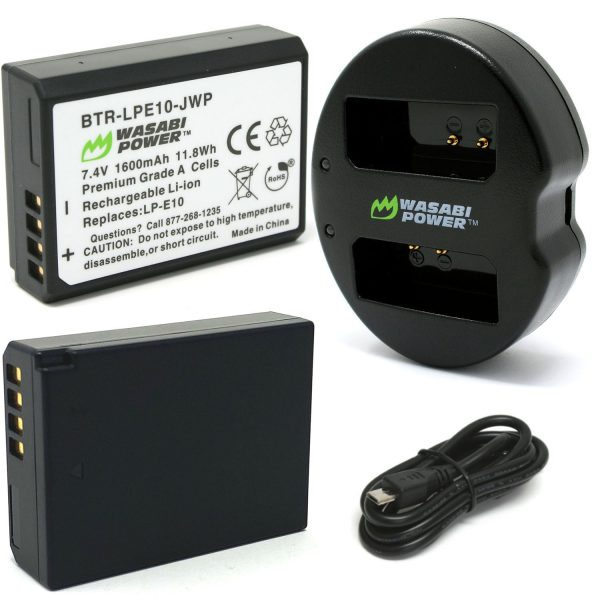 Canon LP-E10 Battery (2-Pack) and Dual Charger by Wasabi Power Hot on Sale