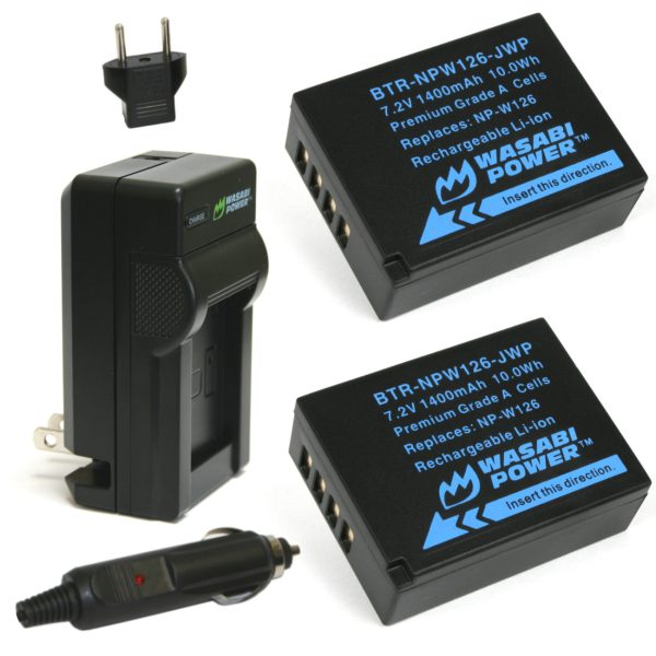 Fujifilm NP-W126, NP-W126S Battery (2-Pack) and Charger by Wasabi Power Online Hot Sale