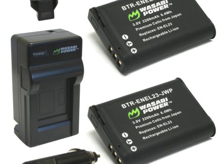 Nikon EN-EL23 Battery (2-Pack) and Charger by Wasabi Power Online Sale