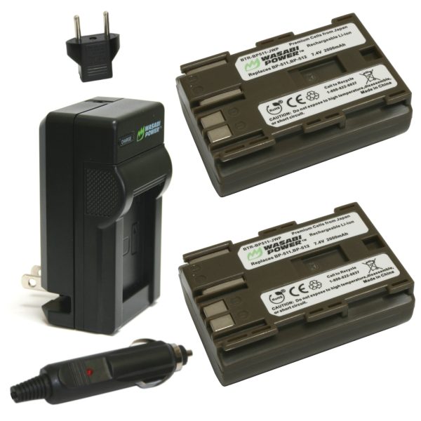 Canon BP-511, BP-511A Battery (2-Pack) and Charger by Wasabi Power For Sale