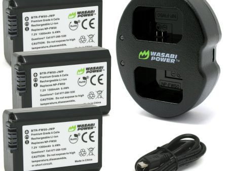 Sony NP-FW50 Battery (3-Pack) and Dual Charger by Wasabi Power Hot on Sale