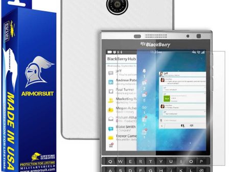 BlackBerry Passport Sliver Edition Screen Protector + White Carbon Fiber Skin Hot on Sale