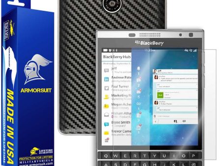 BlackBerry Passport Sliver Edition Screen Protector + Black Carbon Fiber Skin Discount