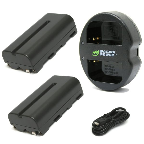 Sony NP-F330, NP-F530, NP-F550, NP-F570 (L Series) Battery (2-Pack) and Dual Charger by Wasabi Power Sale