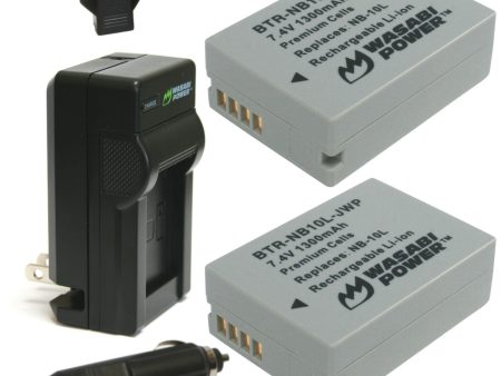 Canon NB-10L, CB-2LC Battery (2-Pack) and Charger by Wasabi Power Online Sale