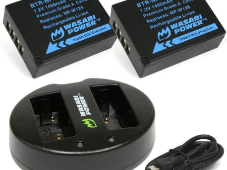 Fujifilm NP-W126, NP-W126S Battery (2-Pack) and Dual Charger by Wasabi Power Supply