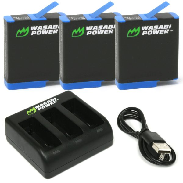 GoPro HERO8 Battery (3-Pack) and Triple Charger Compatible with HERO7 Black, HERO6, HERO5 by Wasabi Power on Sale