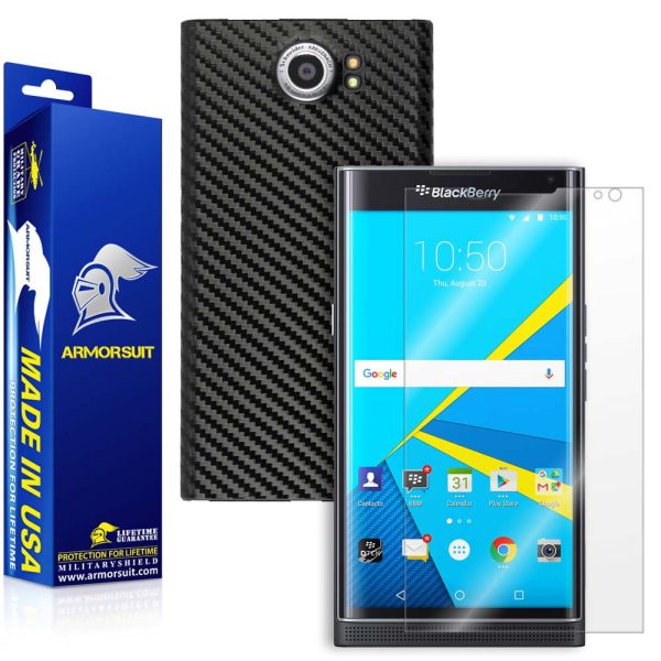 BlackBerry Priv Screen Protector + Black Carbon Fiber Skin Sale