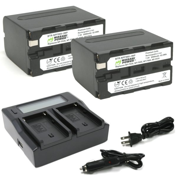 Sony NP-F950, NP-F960, NP-F970, NP-F975 (L Series) Battery (2-Pack) and Dual Charger by Wasabi Power Cheap