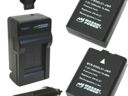 Nikon EN-EL21, MH-28 Battery (2-Pack) and Charger by Wasabi Power Supply