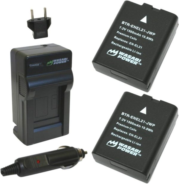 Nikon EN-EL21, MH-28 Battery (2-Pack) and Charger by Wasabi Power Supply