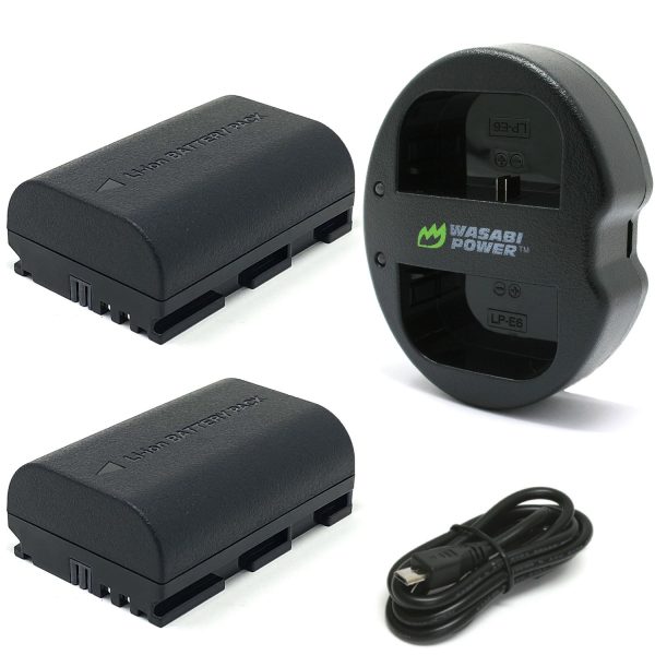 Canon LP-E6, LP-E6N Battery (2-Pack) and Dual Charger by Wasabi Power Online Sale