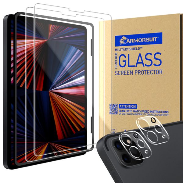 [2 Pack] ArmorSuit designed for iPad Pro 12.9 Inch (2020) (2021) Tempered Glass Screen Protector + [2 Pack] Camera Lens Protector Online now