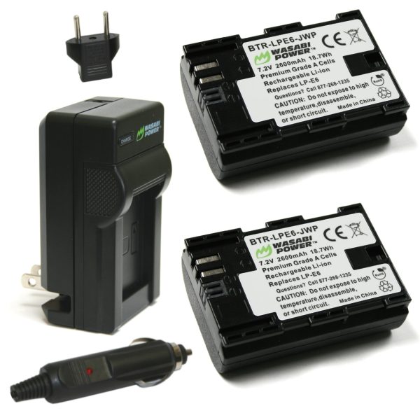 Canon LP-E6, LP-E6N Battery (2-Pack) and Charger by Wasabi Power on Sale